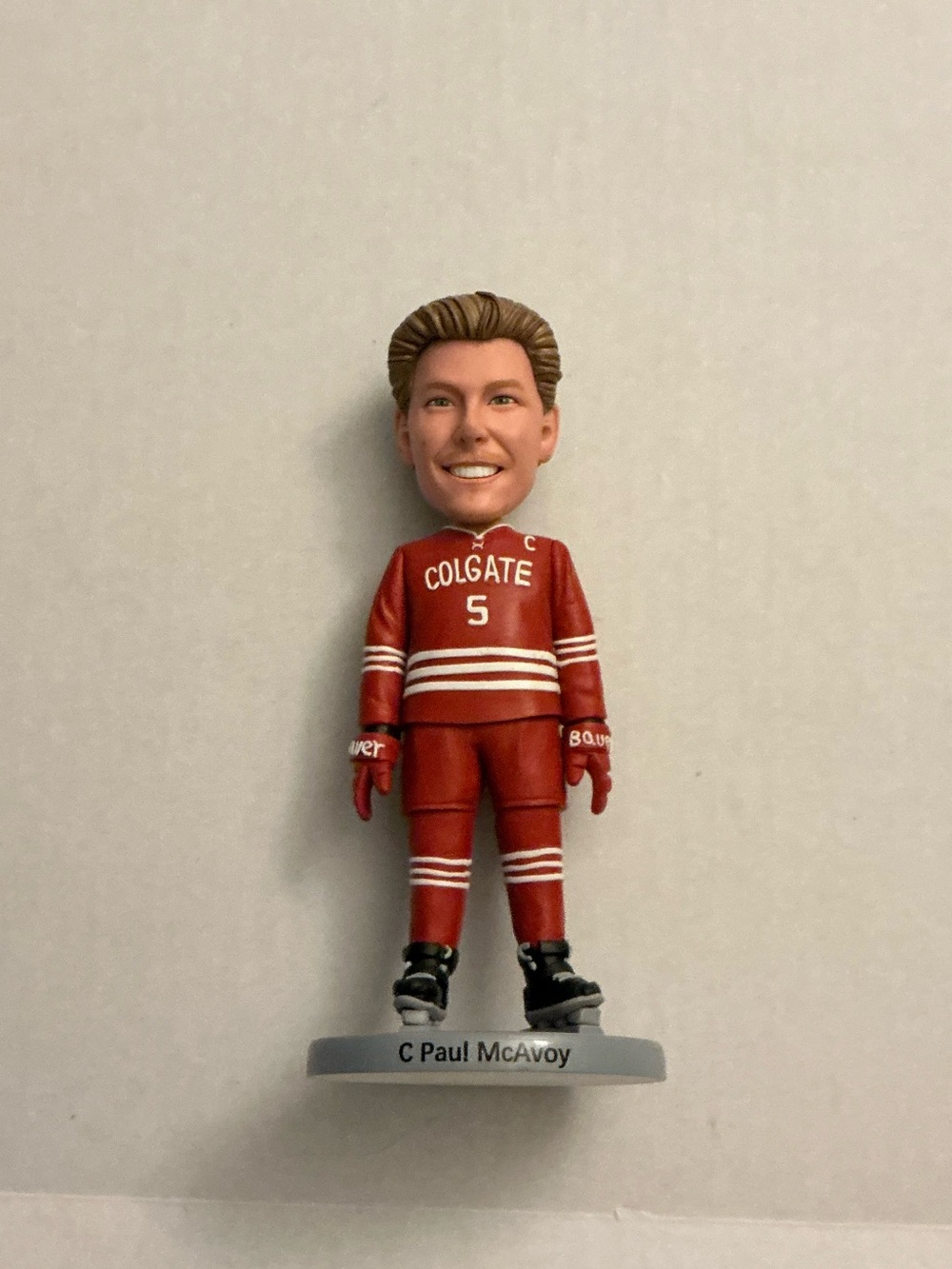 Red Colgate Hockey Player Bobblehead - Home Party Decor